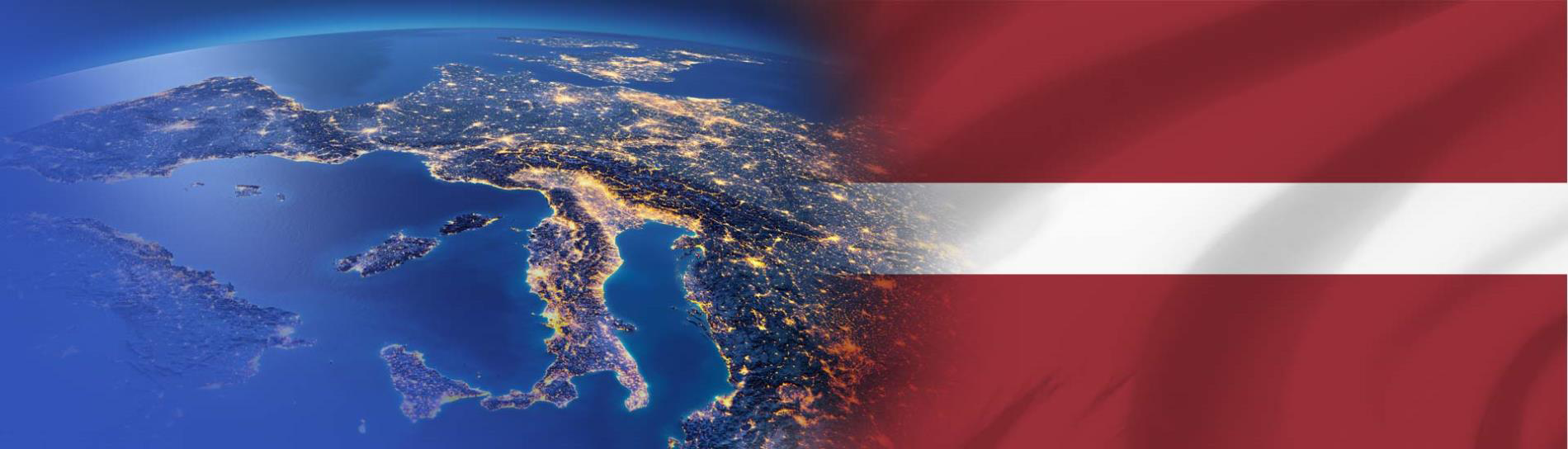 latvijska zastava na kontinentu Europe